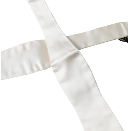 White Silk Slim Skinny Necktie Men Bow Tie