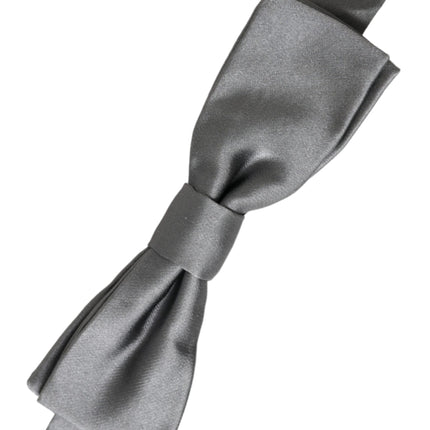 Gray Satin Silk Adjustable Neck Men Papillon Bow Tie