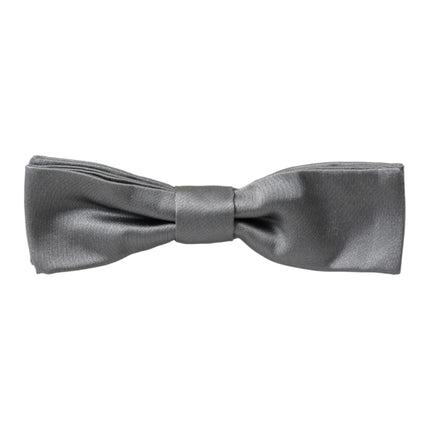 Gray Satin Silk Adjustable Neck Men Papillon Bow Tie