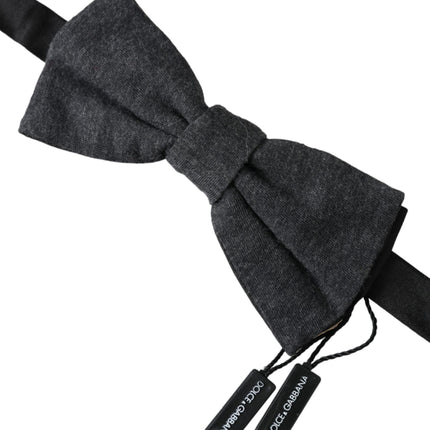 Dark Gray Silk Adjustable Neck Men Bow Tie