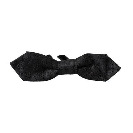 Black Silk Fantasy Adjustable Neck Men Bow Tie