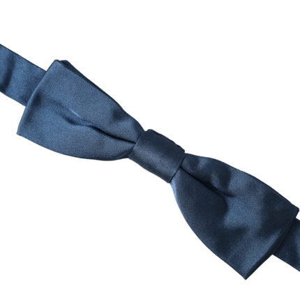 Blue Satin Silk Adjustable Neck Men Bow Tie