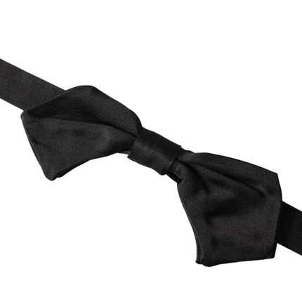 Black Satin Silk Adjustable Neck Men Bow Tie