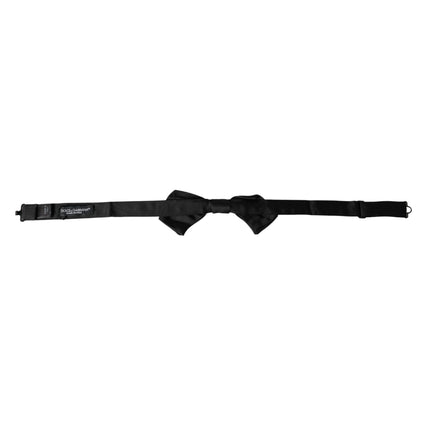 Black Satin Silk Adjustable Neck Men Bow Tie