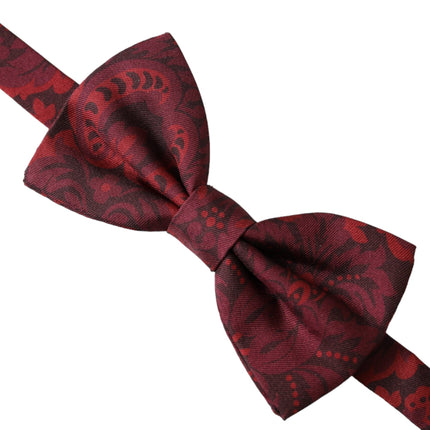 Red Silk Floral Adjustable Neck Men Bow Tie