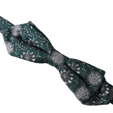 Green Silk Floral Adjustable Neck Men Bow Tie