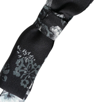 Black Floral Silk Adjustable Neck Men Bow Tie