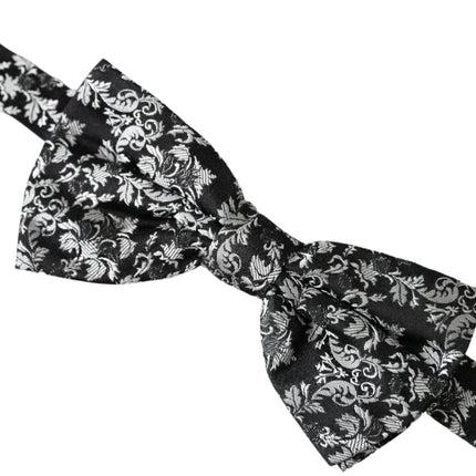 Black Floral Silk Adjustable Neck Men Bow Tie