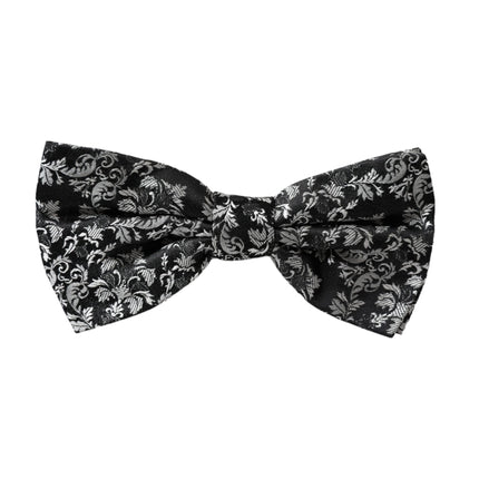 Black Floral Silk Adjustable Neck Men Bow Tie