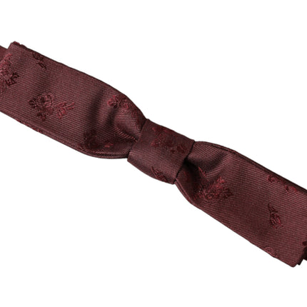 Maroon Floral Silk Adjustable Neck Men Bow Tie