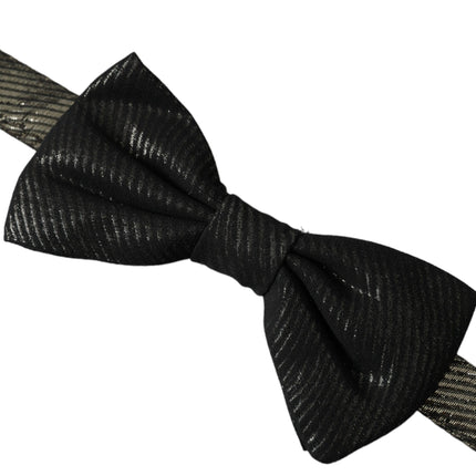 Black Fantasy Silk Adjustable Neck Men Bow Tie