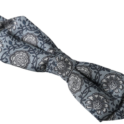 Gray Silk Patterned Adjustable Neck Men Bow Tie