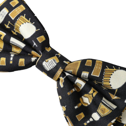 Black Silk Cocktail Adjustable Neck Men Bow Tie