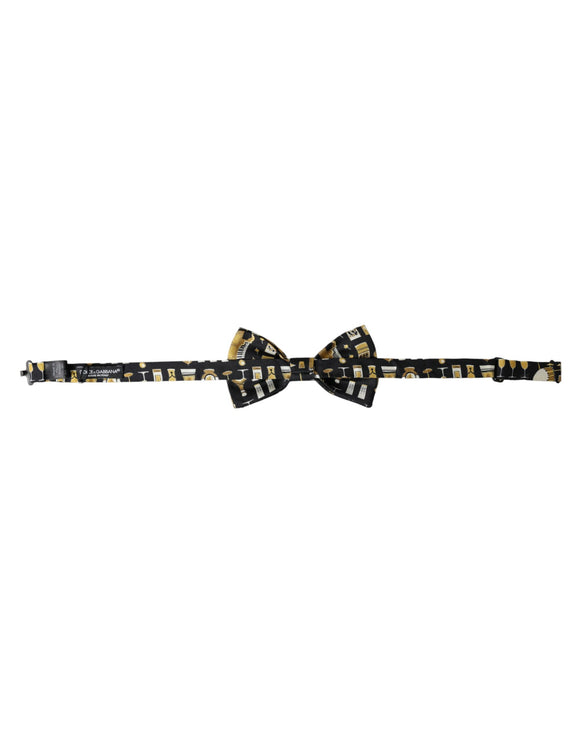 Black Silk Cocktail Adjustable Neck Men Bow Tie