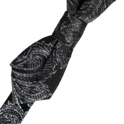 Black Silk Jacquard Adjustable Neck Men Bow Tie