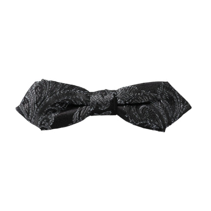 Black Silk Jacquard Adjustable Neck Men Bow Tie