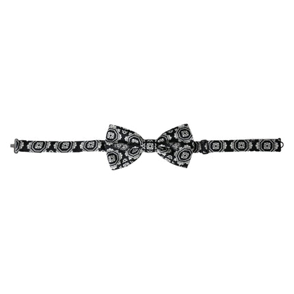 Black White Printed Adjustable Neck Men Bow Tie