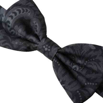 Dark Gray Silk Patterned Adjustable Men Bow Tie