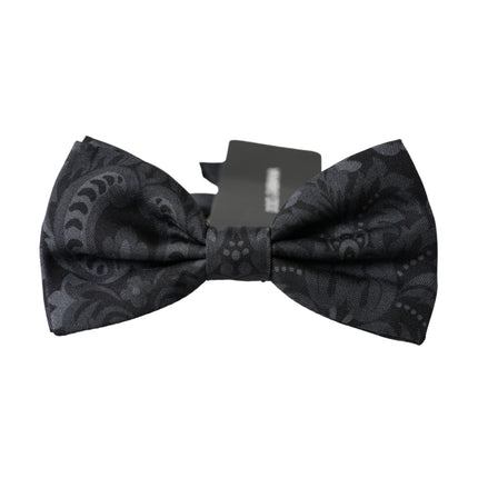 Dark Gray Silk Patterned Adjustable Men Bow Tie