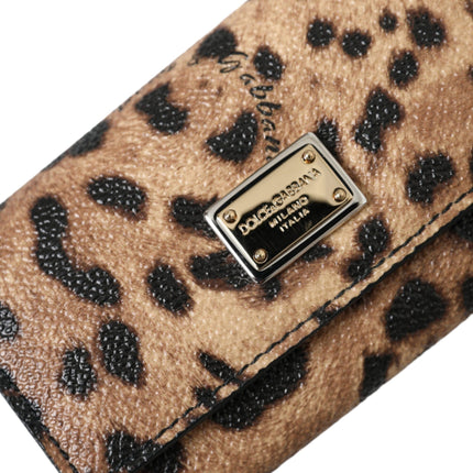 Brown Leopard PVC Pouch Key Holder Case Keyring