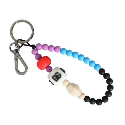 Multicolor Beaded DG Charm Accessory Keychain Keyring