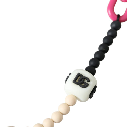 Multicolor Beaded Chain Logo Charm Necklace