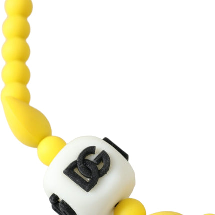 Yellow Beaded Chain DG Logo Charm Necklace