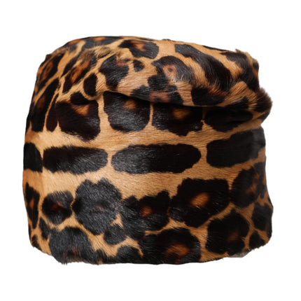 Brown Leopard Fur Women Bucket Hat