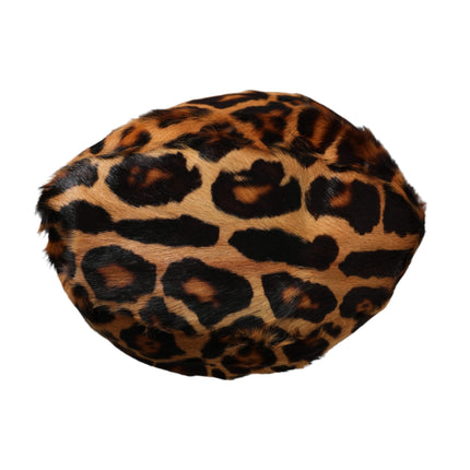 Brown Leopard Fur Women Bucket Hat