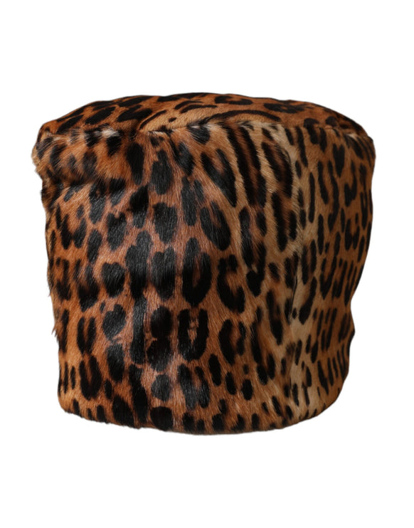 Brown Leopard Fur Women Bucket Hat