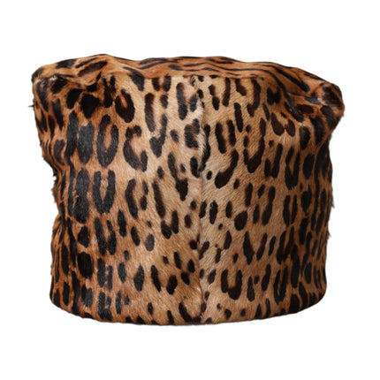 Brown Leopard Fur Women Bucket Hat