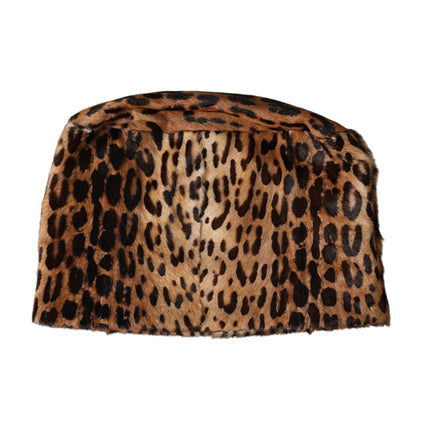 Brown Leopard Fur Women Bucket Hat