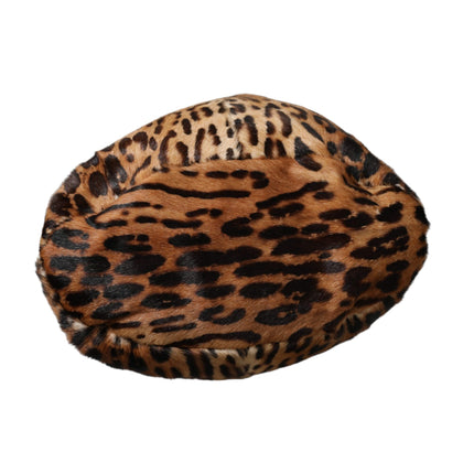 Brown Leopard Fur Women Bucket Hat