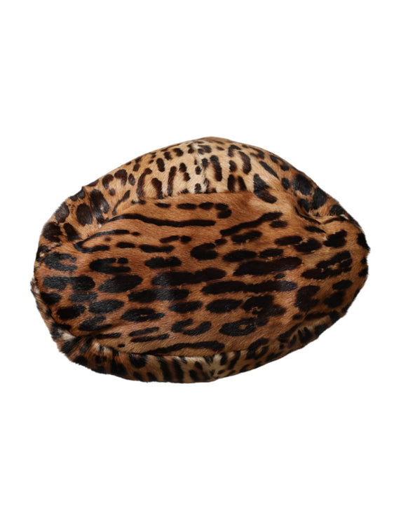 Brown Leopard Fur Women Bucket Hat