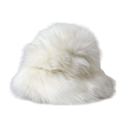 White Acrylic Fur Womens Bucket Hat