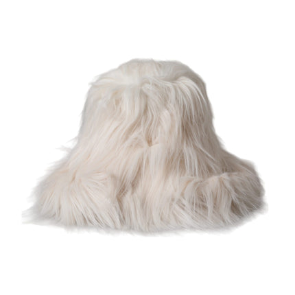 Off White Acrylic Fur Womens Bucket Hat