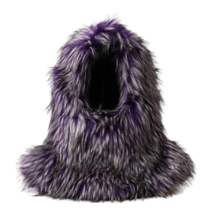 Purple Faux Fur Whole Head Wrap Hat