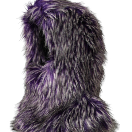 Purple Faux Fur Whole Head Wrap Hat