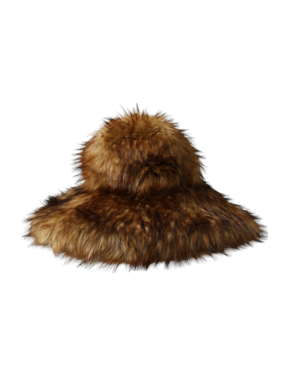 Brown Modacrylic Faux Fur Bucket Hat