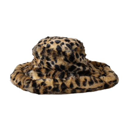 Brown Leopard Fur Women Bucket Hat