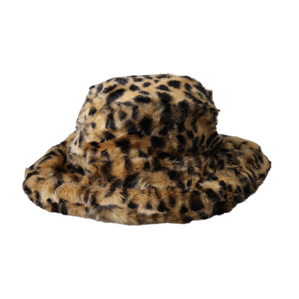 Brown Leopard Fur Women Bucket Hat