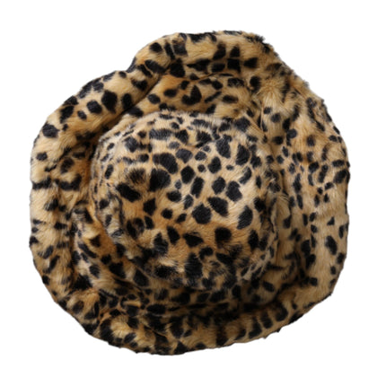 Brown Leopard Fur Women Bucket Hat