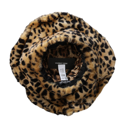 Brown Leopard Fur Women Bucket Hat