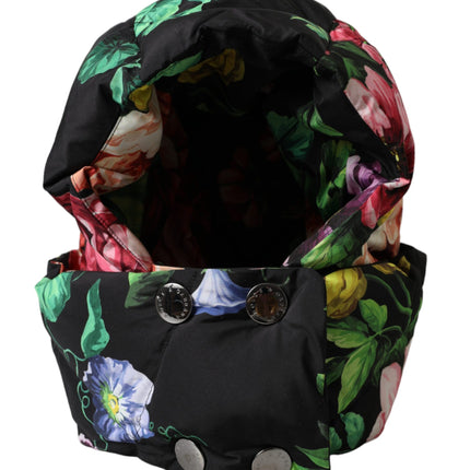 Black Floral Print Whole Head Wrap Hat