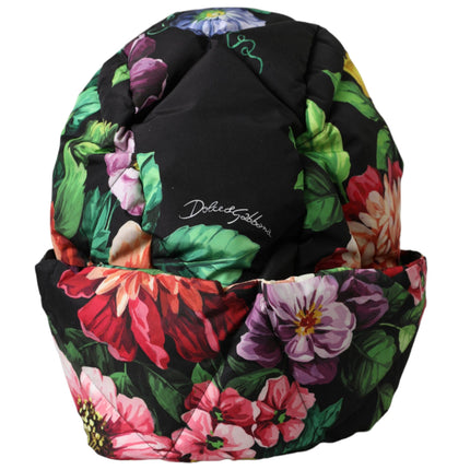 Black Floral Print Whole Head Wrap Hat