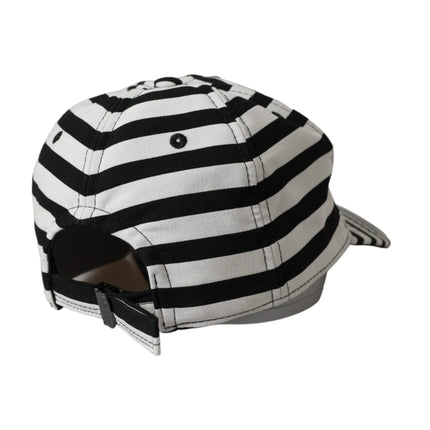 Black White Stripe Amore Heart Applique Baseball Hat