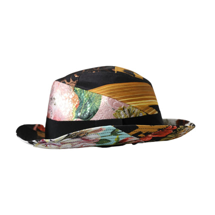 Multicolor Patchwork Women Fedora Wide Brim Hat