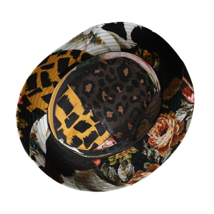 Multicolor Patchwork Women Fedora Wide Brim Hat