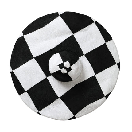 Black White Checkered Wide Brim Floppy Hat