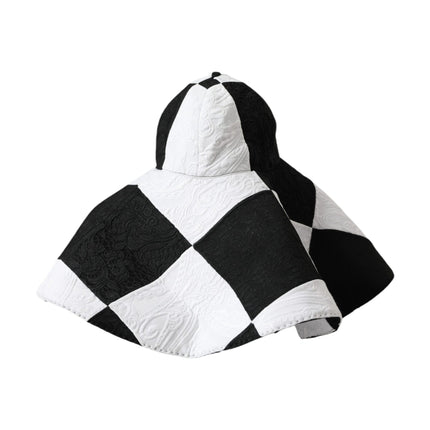 Black White Checkered Wide Brim Floppy Hat